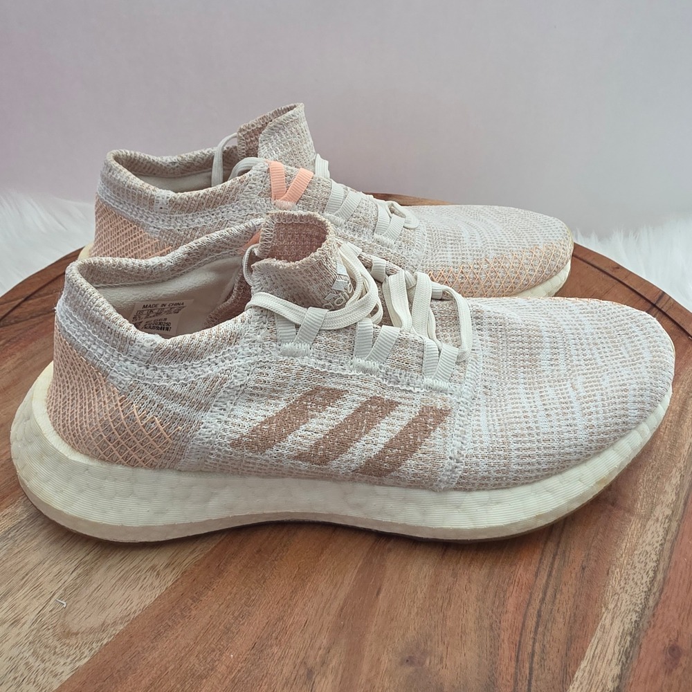 Adidas Pureboost Go Womens 6.5 Running Shoes Cream‎ Peach G54519 Boost Sneakers